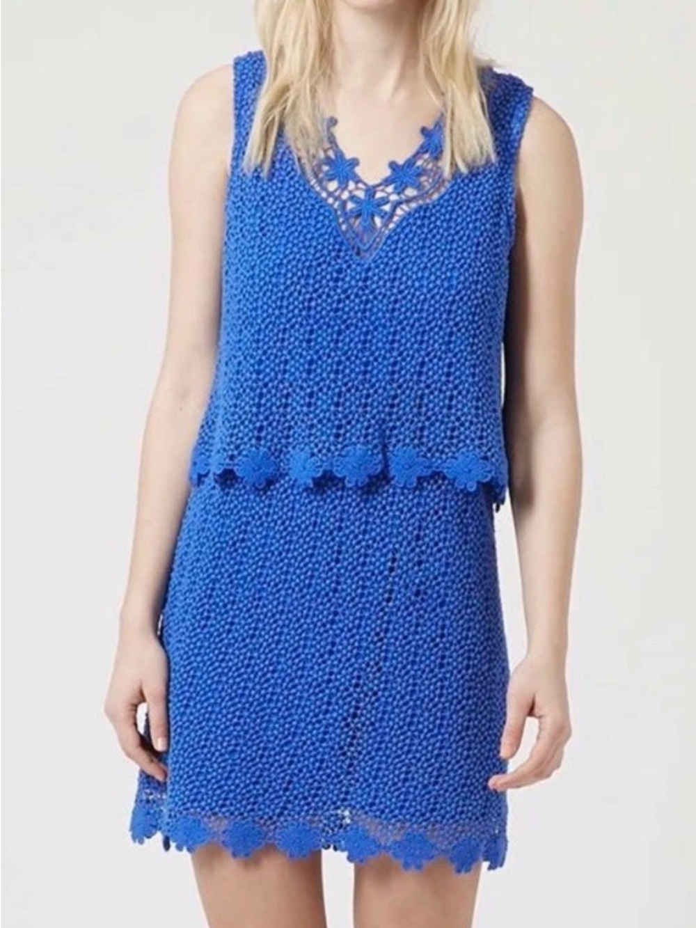 Topshop Cobalt Blue Crochet Floral Dress
